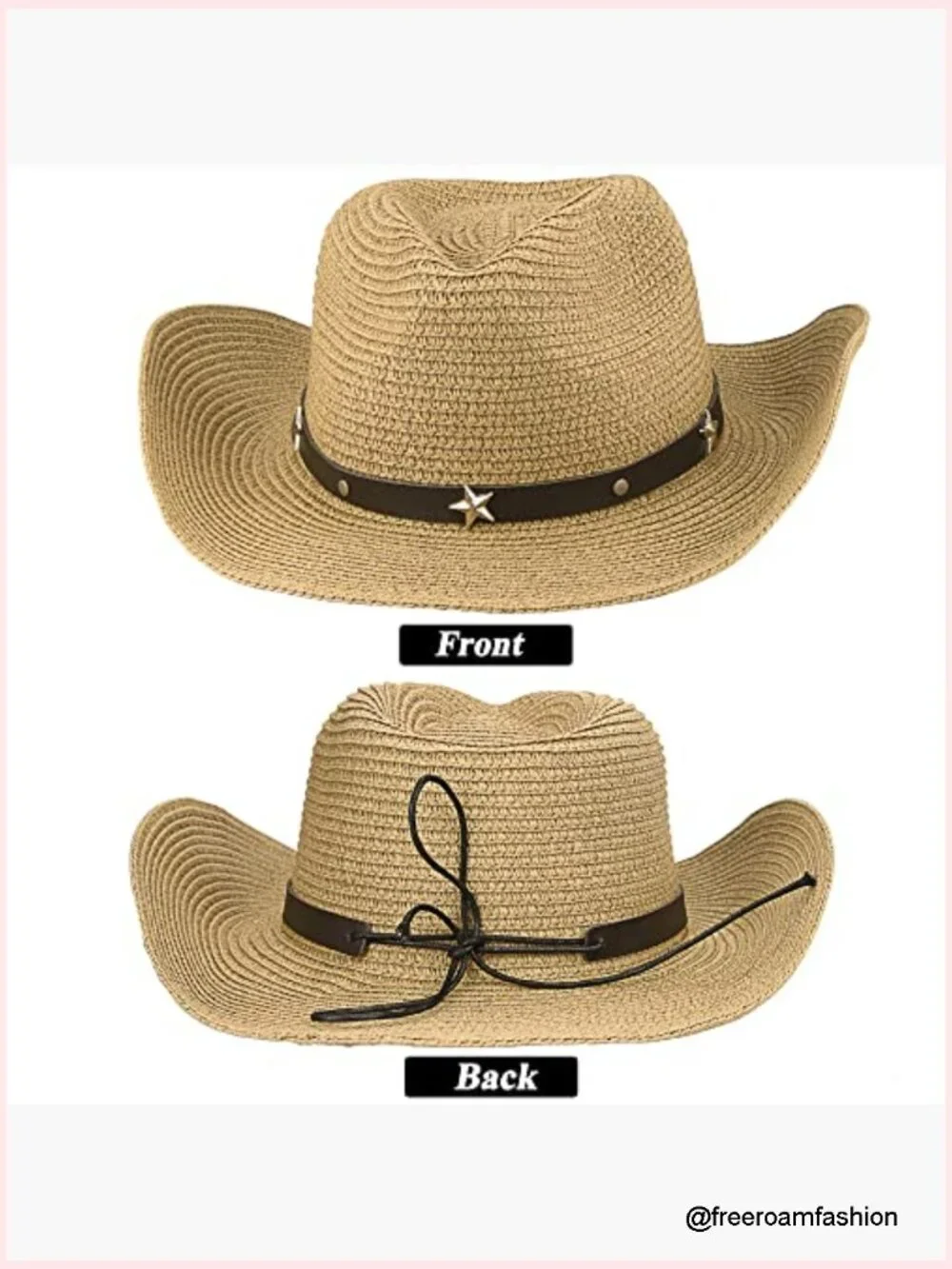 Straw Cowboy Hat Wide Brim Summer Sun Hat Cowgirl Western